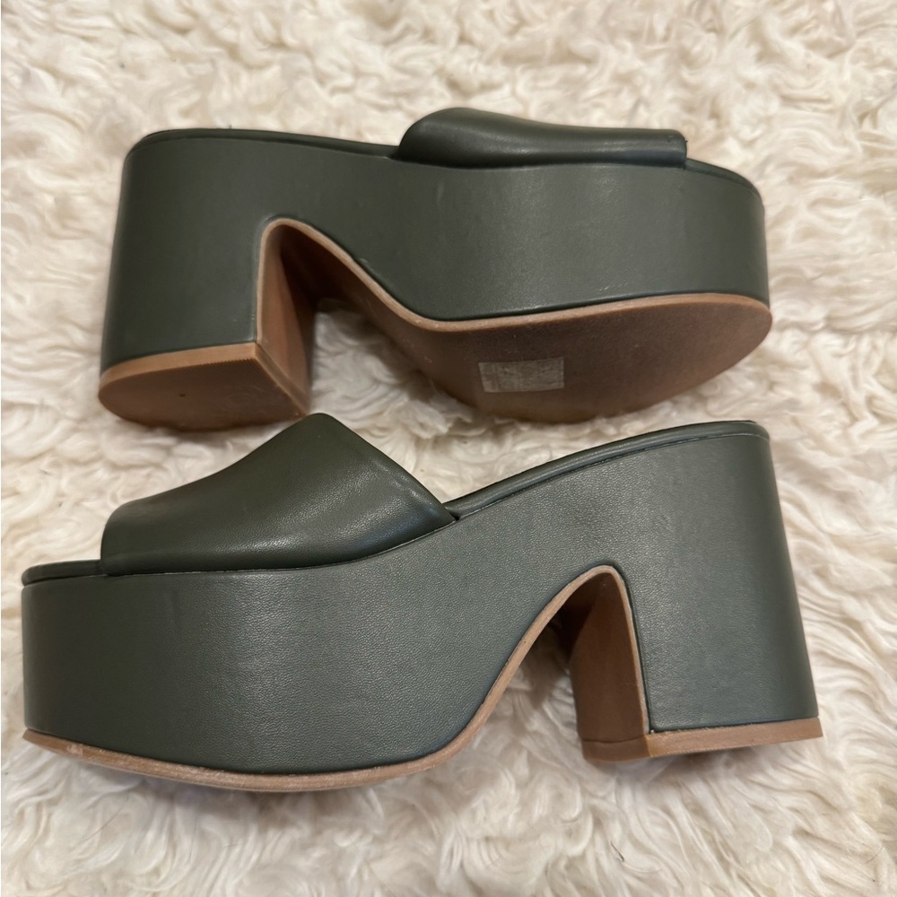SHUSHOP green platform wedges heels size 6 - Picture 3 of 7